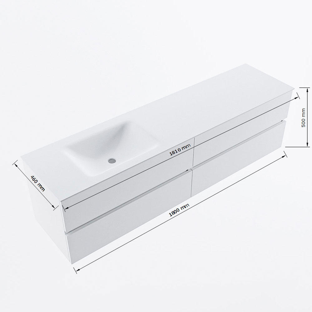 MONDIAZ VICA 180cm mueble de baño Talc 4 cajones. Lavabo CLOUD Izquierda sin orificio, color Talc. 8 MONDIAZ VICA 180cm mueble de baño Talc 4 cajones. Lavabo CLOUD Izquierda sin orificio, color Talc. - Imagen 8