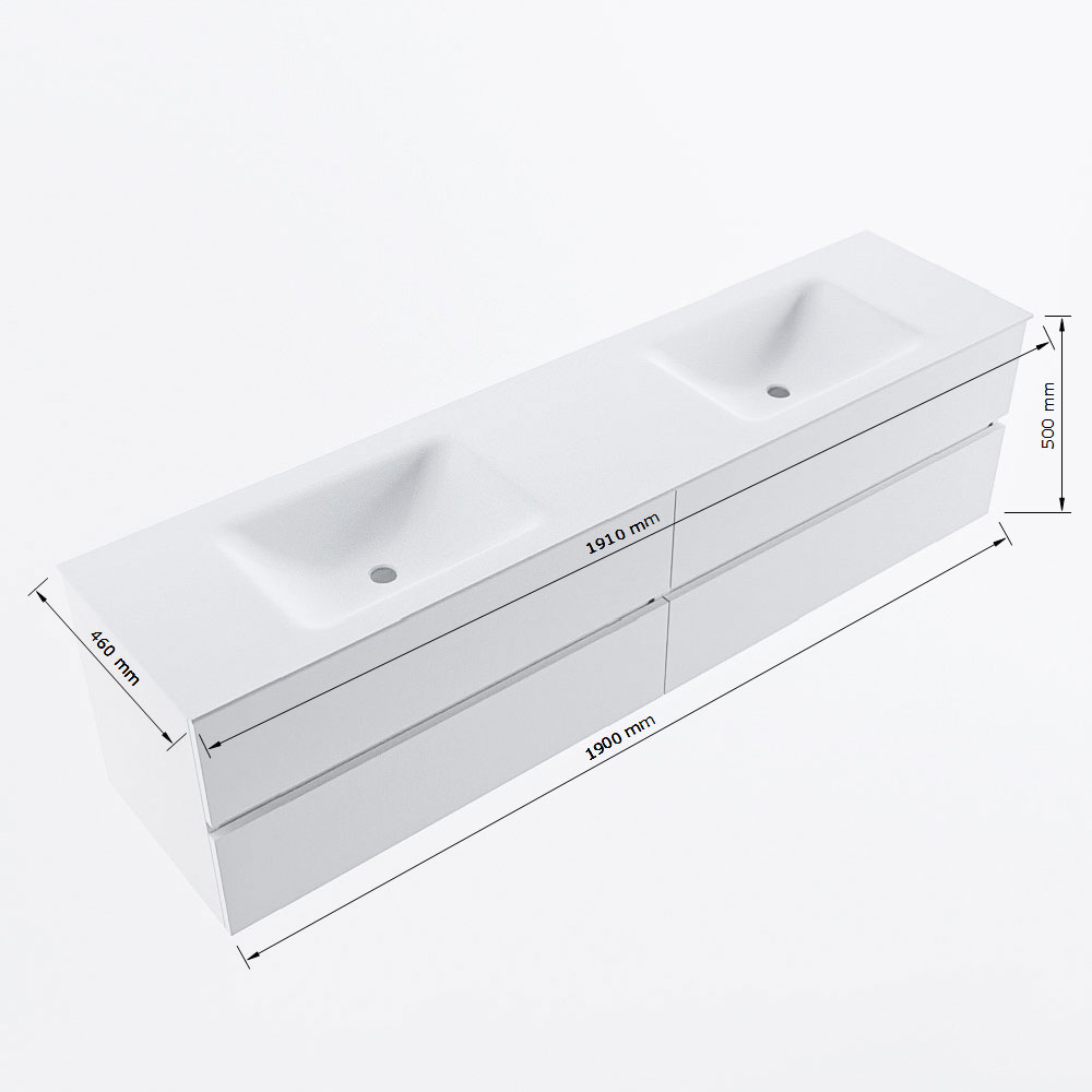 MONDIAZ VICA 190cm mueble de baño Army 4 cajones. Lavabo CLOUD Doble 2 orificios, color Talc. 8 MONDIAZ VICA 190cm mueble de baño Army 4 cajones. Lavabo CLOUD Doble 2 orificios, color Talc. - Imagen 8