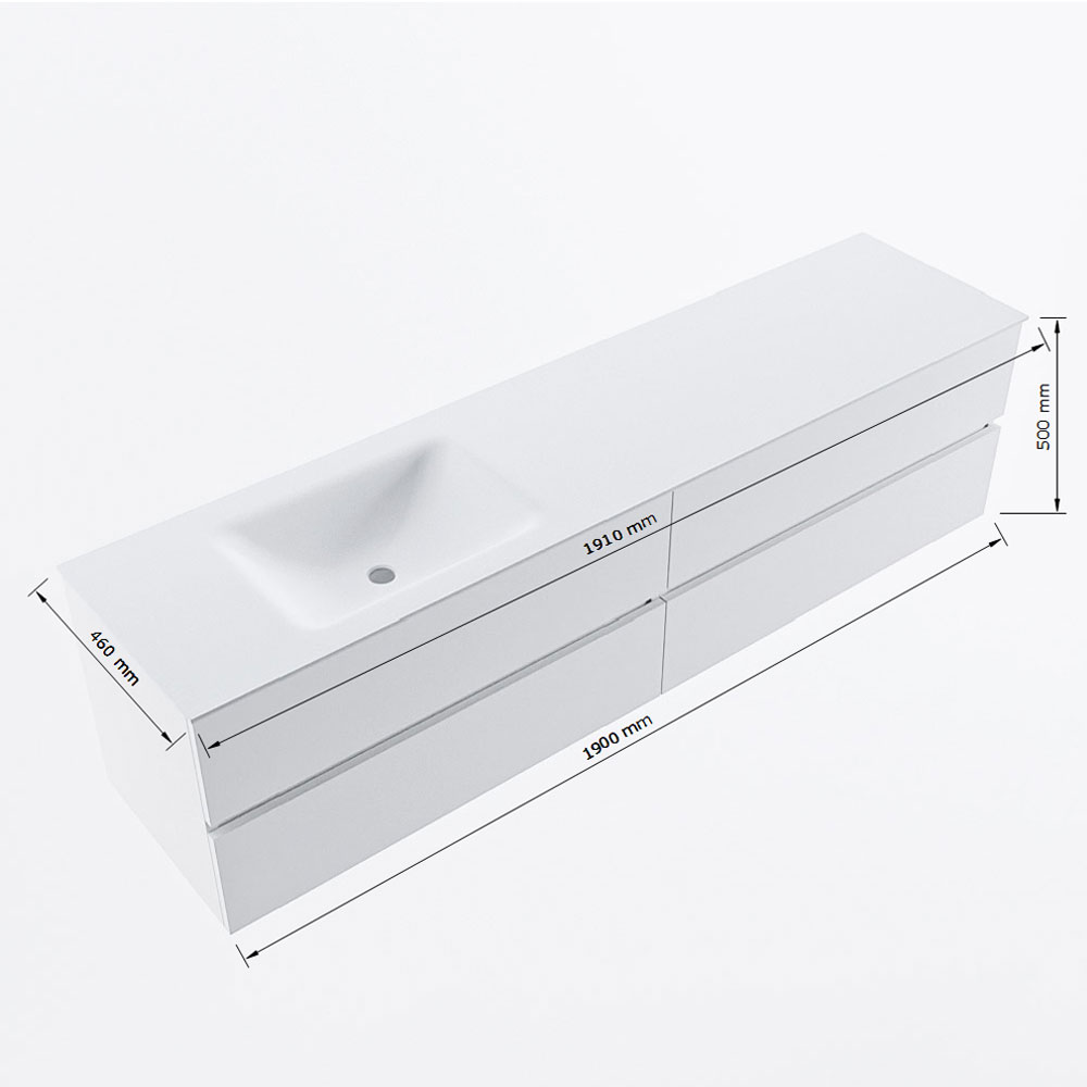 MONDIAZ VICA 190cm mueble de baño Marquina 4 cajones. Lavabo CLOUD Izquierda 1 orificio, color Talc. 8 MONDIAZ VICA 190cm mueble de baño Marquina 4 cajones. Lavabo CLOUD Izquierda 1 orificio, color Talc. - Imagen 8