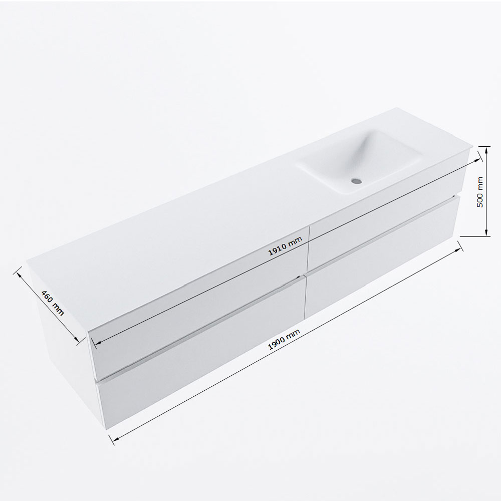 MONDIAZ VICA 190cm mueble de baño Fire 4 cajones. Lavabo CLOUD Derecho sin orificio, color Talc. 8 MONDIAZ VICA 190cm mueble de baño Fire 4 cajones. Lavabo CLOUD Derecho sin orificio, color Talc. - Imagen 8