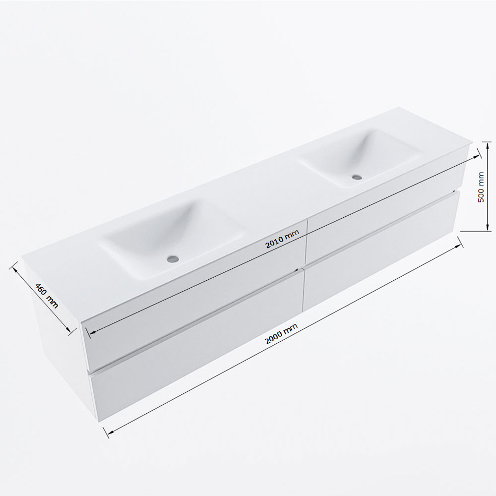 MONDIAZ VICA 200cm mueble de baño Rosee 4 cajones. Lavabo CLOUD Doble sin orificio, color Talc. 8 MONDIAZ VICA 200cm mueble de baño Rosee 4 cajones. Lavabo CLOUD Doble sin orificio, color Talc. - Imagen 8