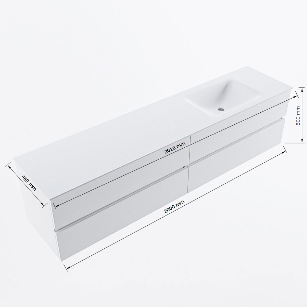 MONDIAZ VICA 200cm mueble de baño Fire 4 cajones. Lavabo CLOUD Derecho 1 orificio, color Talc. 8 MONDIAZ VICA 200cm mueble de baño Fire 4 cajones. Lavabo CLOUD Derecho 1 orificio, color Talc. - Imagen 8