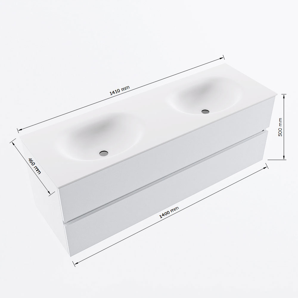 MONDIAZ VICA 140cm mueble de baño Antracite 2 cajones. Lavabo MOON Doble sin orificio, color Talc. 7 MONDIAZ VICA 140cm mueble de baño Antracite 2 cajones. Lavabo MOON Doble sin orificio, color Talc. - Imagen 7