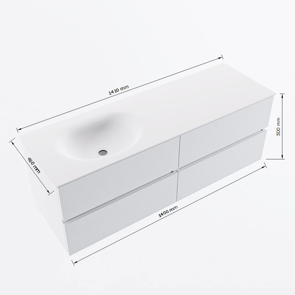 MONDIAZ VICA 140cm mueble de baño Clay 4 cajones. Lavabo MOON Izquierda 1 orificio, color Talc. 8 MONDIAZ VICA 140cm mueble de baño Clay 4 cajones. Lavabo MOON Izquierda 1 orificio, color Talc. - Imagen 8