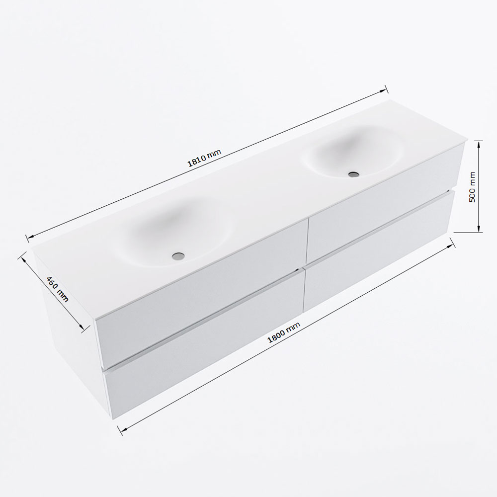 MONDIAZ VICA 180cm mueble de baño Urban 4 cajones. Lavabo MOON Doble sin orificio, color Talc. 8 MONDIAZ VICA 180cm mueble de baño Urban 4 cajones. Lavabo MOON Doble sin orificio, color Talc. - Imagen 8