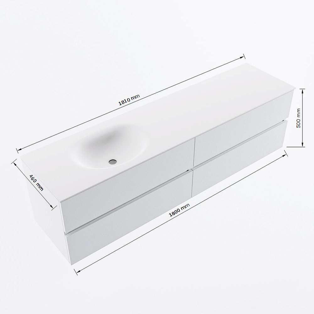 MONDIAZ VICA 180cm mueble de baño Antracite 4 cajones. Lavabo MOON Izquierda 1 orificio, color Talc. 8 MONDIAZ VICA 180cm mueble de baño Antracite 4 cajones. Lavabo MOON Izquierda 1 orificio, color Talc. - Imagen 8