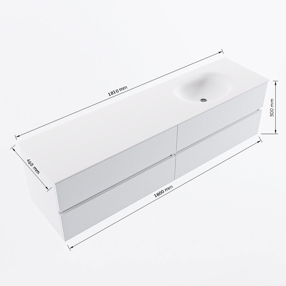 MONDIAZ VICA 180cm mueble de baño Carrara 4 cajones. Lavabo MOON Derecho sin orificio, color Talc. 8 MONDIAZ VICA 180cm mueble de baño Carrara 4 cajones. Lavabo MOON Derecho sin orificio, color Talc. - Imagen 8