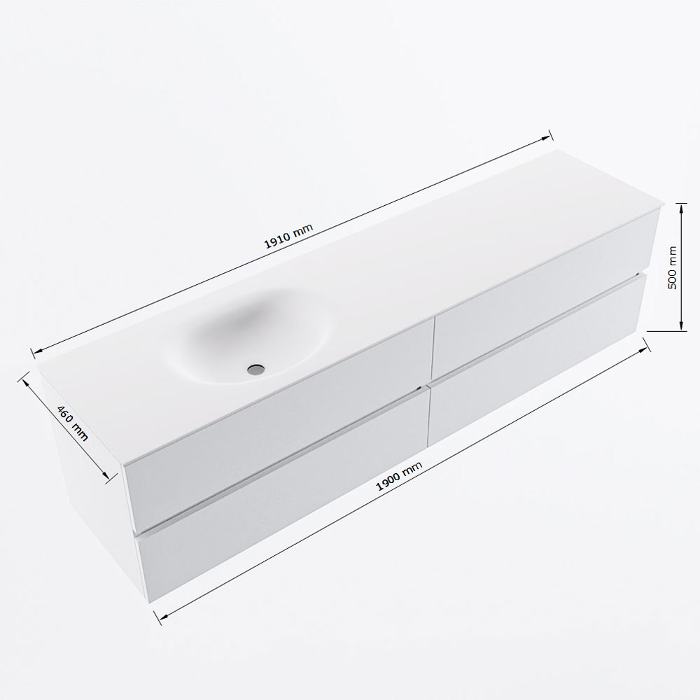 MONDIAZ VICA 190cm mueble de baño Urban 4 cajones. Lavabo MOON Izquierda sin orificio, color Talc. 8 MONDIAZ VICA 190cm mueble de baño Urban 4 cajones. Lavabo MOON Izquierda sin orificio, color Talc. - Imagen 8