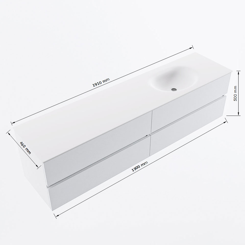 MONDIAZ VICA 190cm mueble de baño Army 4 cajones. Lavabo MOON Derecho sin orificio, color Talc. 8 MONDIAZ VICA 190cm mueble de baño Army 4 cajones. Lavabo MOON Derecho sin orificio, color Talc. - Imagen 8