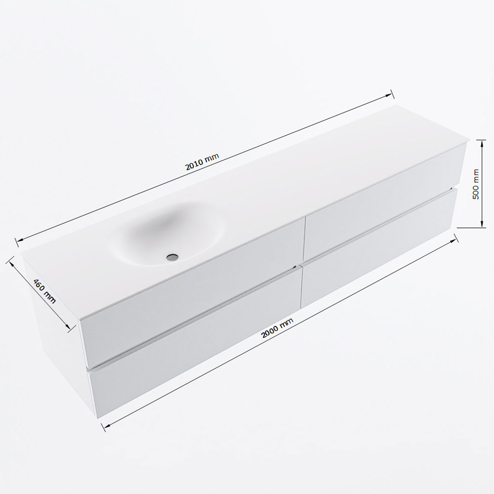 MONDIAZ VICA 200cm mueble de baño Linen 4 cajones. Lavabo MOON Izquierda sin orificio, color Talc. 8 MONDIAZ VICA 200cm mueble de baño Linen 4 cajones. Lavabo MOON Izquierda sin orificio, color Talc. - Imagen 8