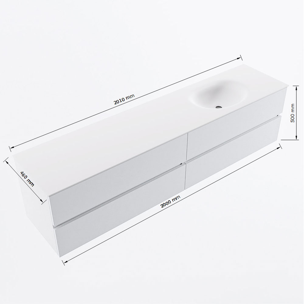 MONDIAZ VICA 200cm mueble de baño Washed Oak 4 cajones. Lavabo MOON Derecho sin orificio, color Talc. 8 MONDIAZ VICA 200cm mueble de baño Washed Oak 4 cajones. Lavabo MOON Derecho sin orificio, color Talc. - Imagen 8