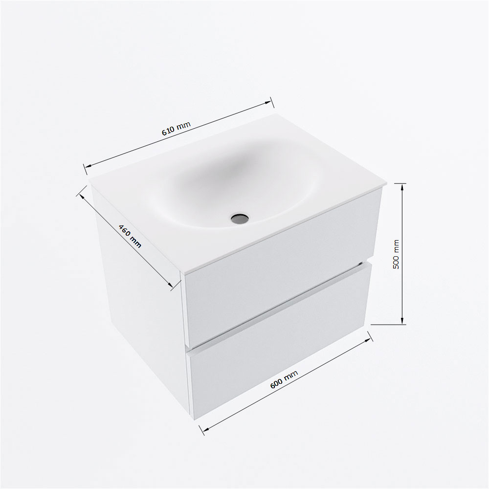 MONDIAZ VICA 60cm mueble de baño Rust 2 cajones. Lavabo MOON Centro 1 orificio, color Talc. 8 MONDIAZ VICA 60cm mueble de baño Rust 2 cajones. Lavabo MOON Centro 1 orificio, color Talc. - Imagen 8