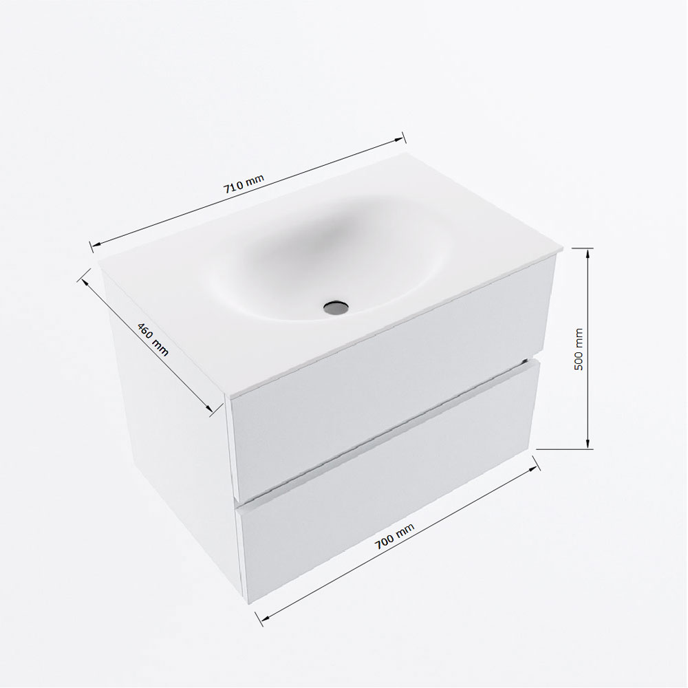 MONDIAZ VICA 70cm mueble de baño Antracite 2 cajones. Lavabo MOON Centro 1 orificio, color Talc. 8 MONDIAZ VICA 70cm mueble de baño Antracite 2 cajones. Lavabo MOON Centro 1 orificio, color Talc. - Imagen 8
