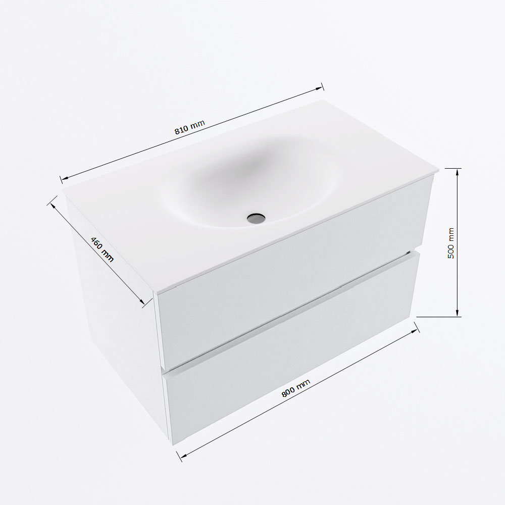 MONDIAZ VICA 80cm mueble de baño Greey 2 cajones. Lavabo MOON Centro sin orificio, color Talc. 8 MONDIAZ VICA 80cm mueble de baño Greey 2 cajones. Lavabo MOON Centro sin orificio, color Talc. - Imagen 8