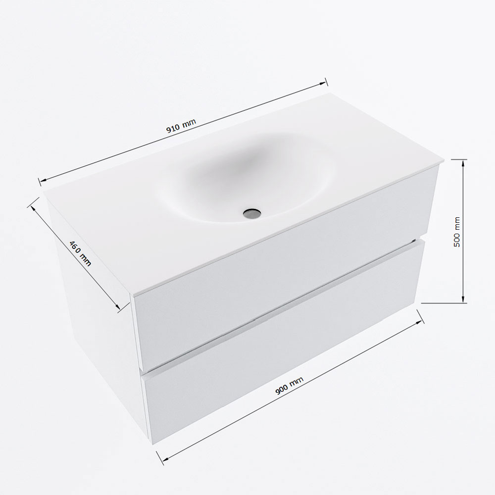MONDIAZ VICA 90cm mueble de baño Dark Grey 2 cajones. Lavabo MOON Centro 1 orificio, color Talc. 8 MONDIAZ VICA 90cm mueble de baño Dark Grey 2 cajones. Lavabo MOON Centro 1 orificio, color Talc. - Imagen 8
