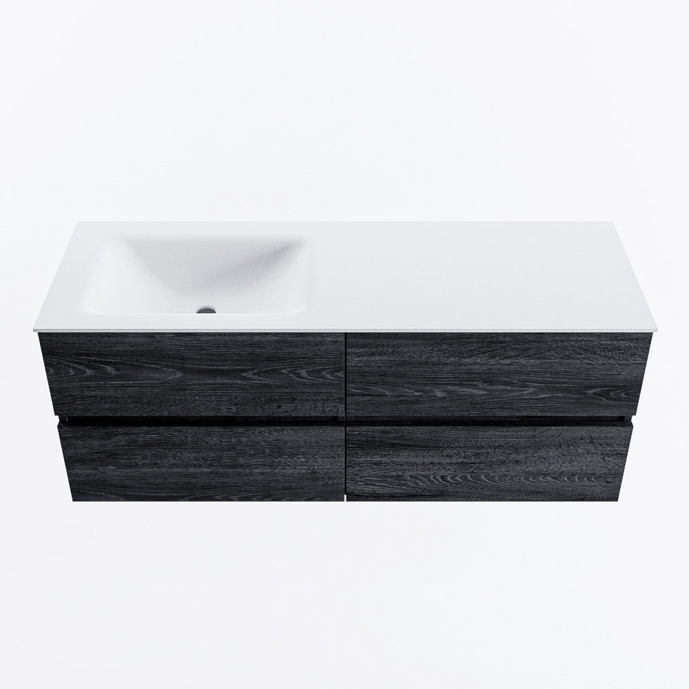 MONDIAZ VICA 130cm mueble de baño Antracite 4 cajones. Lavabo CLOUD Izquierda sin orificio, color Talc. 5 MONDIAZ VICA 130cm mueble de baño Antracite 4 cajones. Lavabo CLOUD Izquierda sin orificio, color Talc. - Imagen 5
