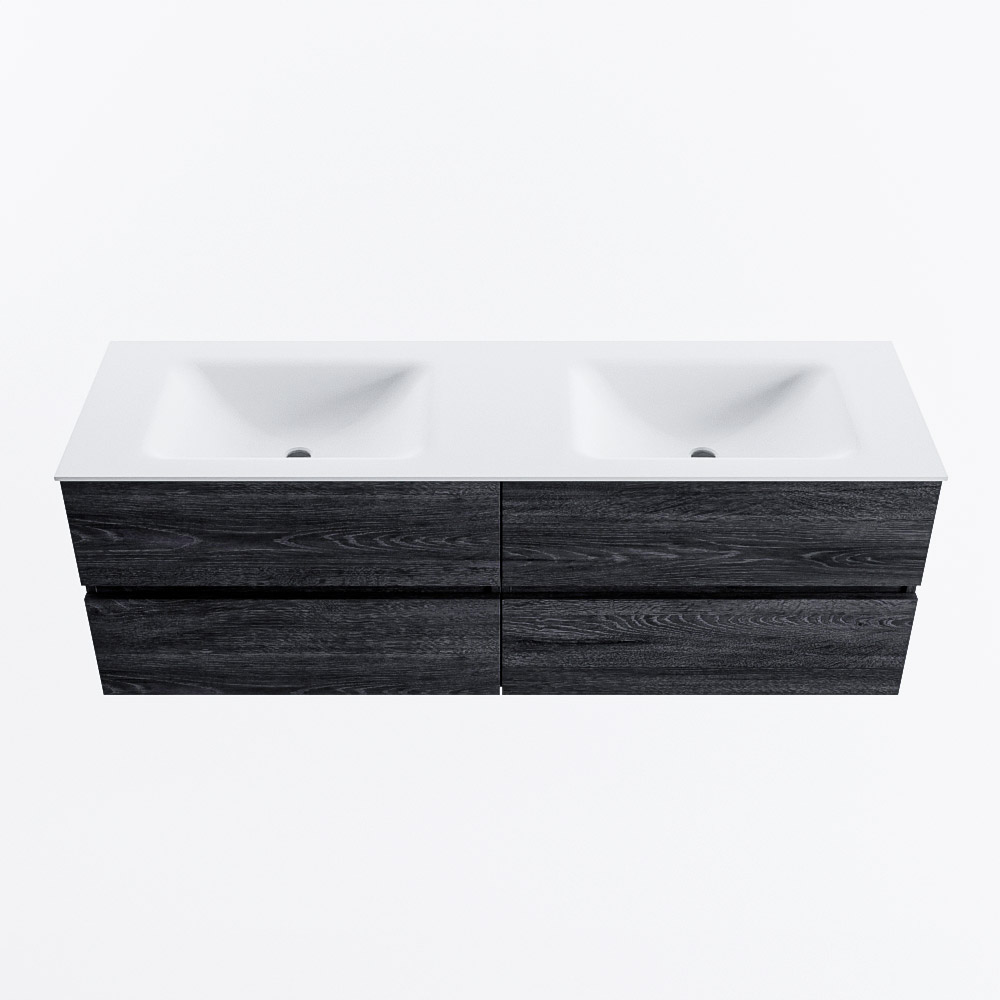 MONDIAZ VICA 150cm mueble de baño Antracite 4 cajones. Lavabo CLOUD Doble sin orificio, color Talc. 5 MONDIAZ VICA 150cm mueble de baño Antracite 4 cajones. Lavabo CLOUD Doble sin orificio, color Talc. - Imagen 5