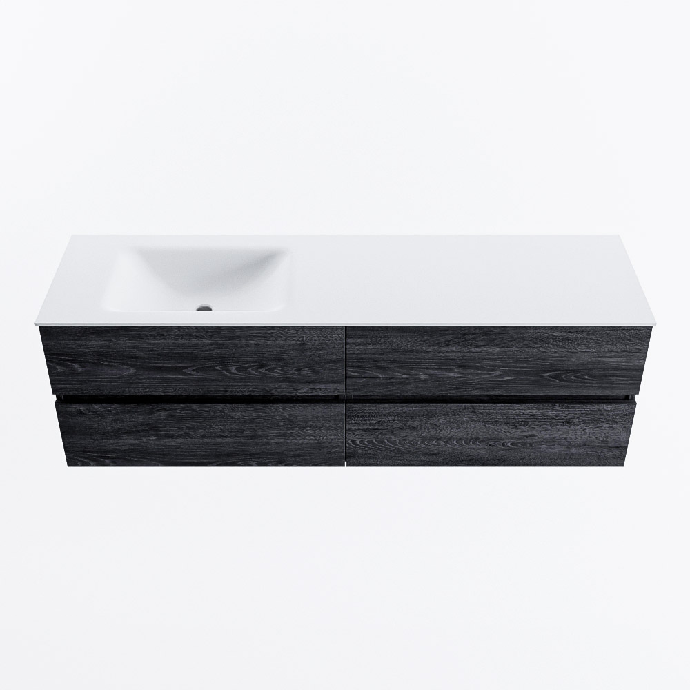 MONDIAZ VICA 160cm mueble de baño Antracite 4 cajones. Lavabo CLOUD Izquierda sin orificio, color Talc. 5 MONDIAZ VICA 160cm mueble de baño Antracite 4 cajones. Lavabo CLOUD Izquierda sin orificio, color Talc. - Imagen 5