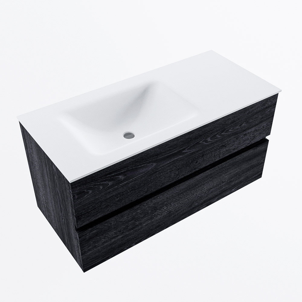 MONDIAZ VICA 100cm mueble de baño Antracite 2 cajones. Lavabo CLOUD Izquierda 1 orificio, color Talc. 6 MONDIAZ VICA 100cm mueble de baño Antracite 2 cajones. Lavabo CLOUD Izquierda 1 orificio, color Talc. - Imagen 6