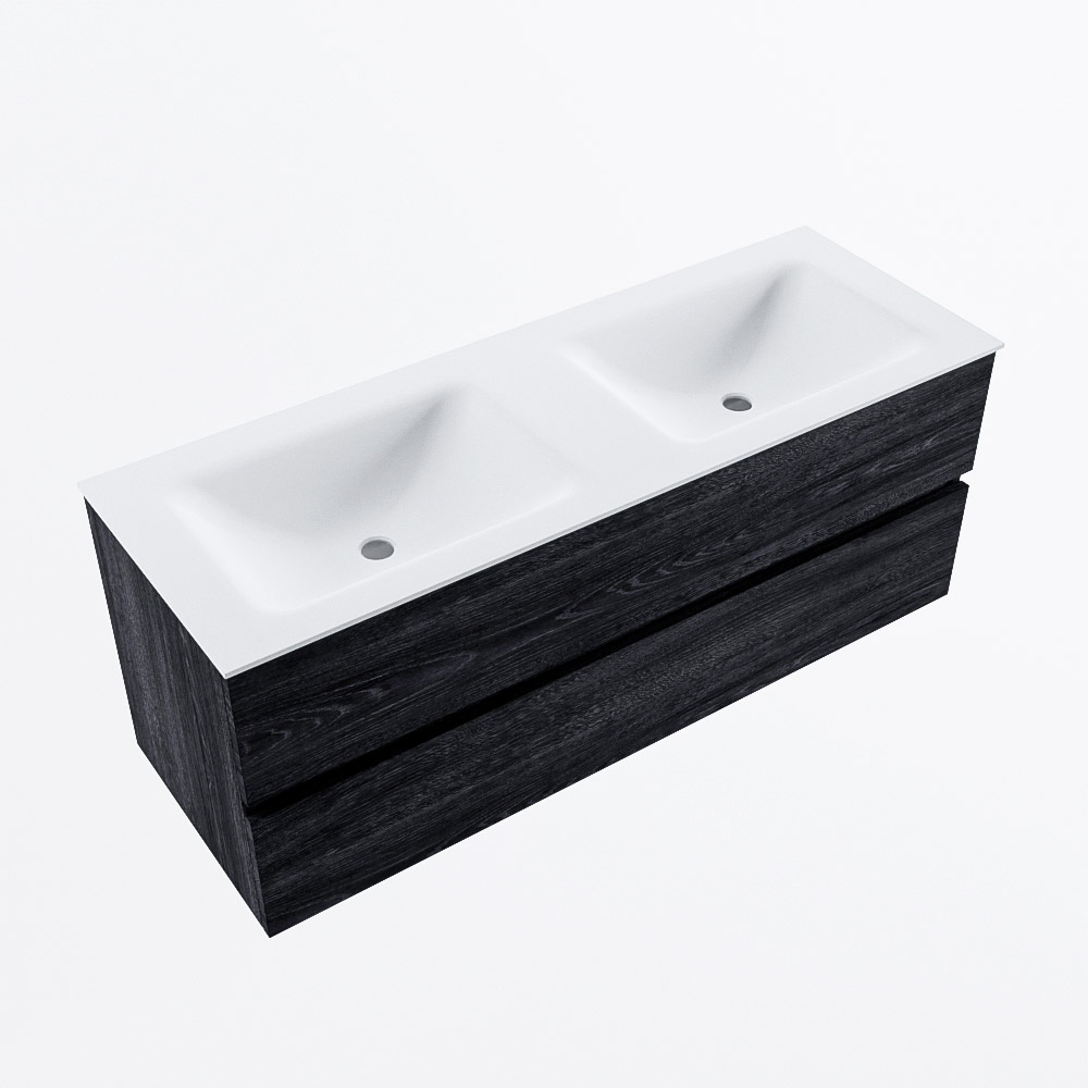 MONDIAZ VICA 130cm mueble de baño Antracite 2 cajones. Lavabo CLOUD Doble sin orificio, color Talc. 6 MONDIAZ VICA 130cm mueble de baño Antracite 2 cajones. Lavabo CLOUD Doble sin orificio, color Talc. - Imagen 6