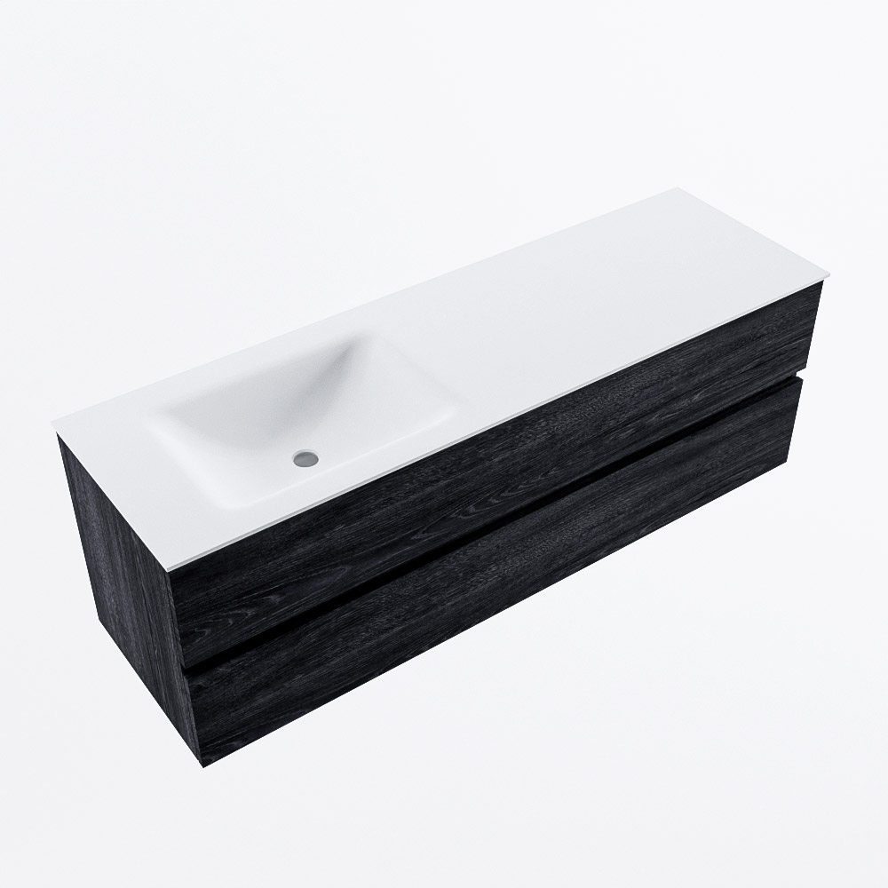 MONDIAZ VICA 150cm mueble de baño Antracite 2 cajones. Lavabo CLOUD Izquierda 1 orificio, color Talc. 6 MONDIAZ VICA 150cm mueble de baño Antracite 2 cajones. Lavabo CLOUD Izquierda 1 orificio, color Talc. - Imagen 6
