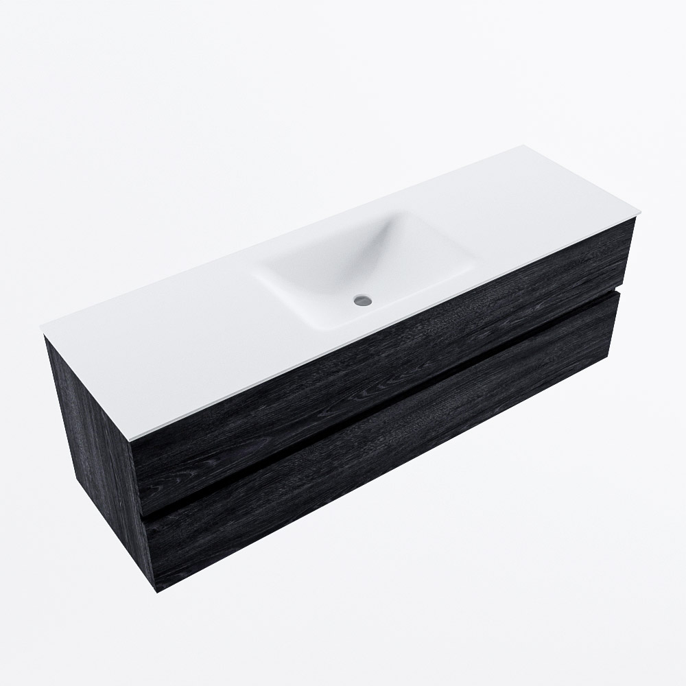 MONDIAZ VICA 150cm mueble de baño Antracite 2 cajones. Lavabo CLOUD Centro sin orificio, color Talc. 6 MONDIAZ VICA 150cm mueble de baño Antracite 2 cajones. Lavabo CLOUD Centro sin orificio, color Talc. - Imagen 6