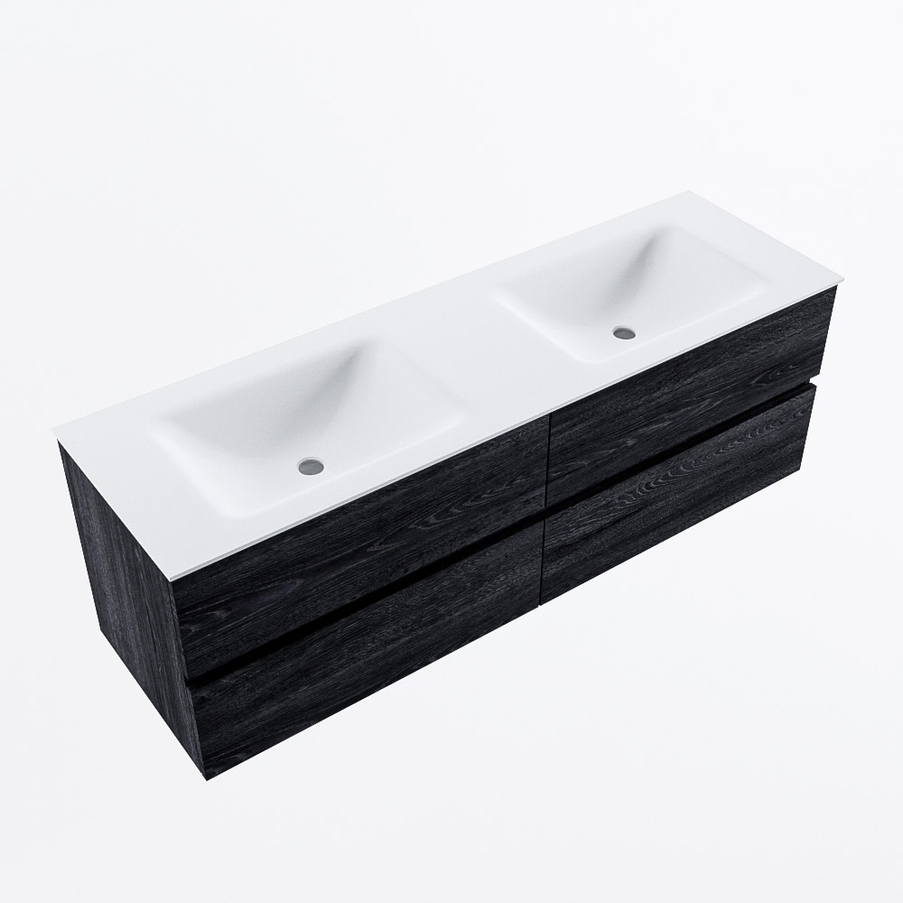 MONDIAZ VICA 150cm mueble de baño Antracite 4 cajones. Lavabo CLOUD Doble sin orificio, color Talc. 6 MONDIAZ VICA 150cm mueble de baño Antracite 4 cajones. Lavabo CLOUD Doble sin orificio, color Talc. - Imagen 6