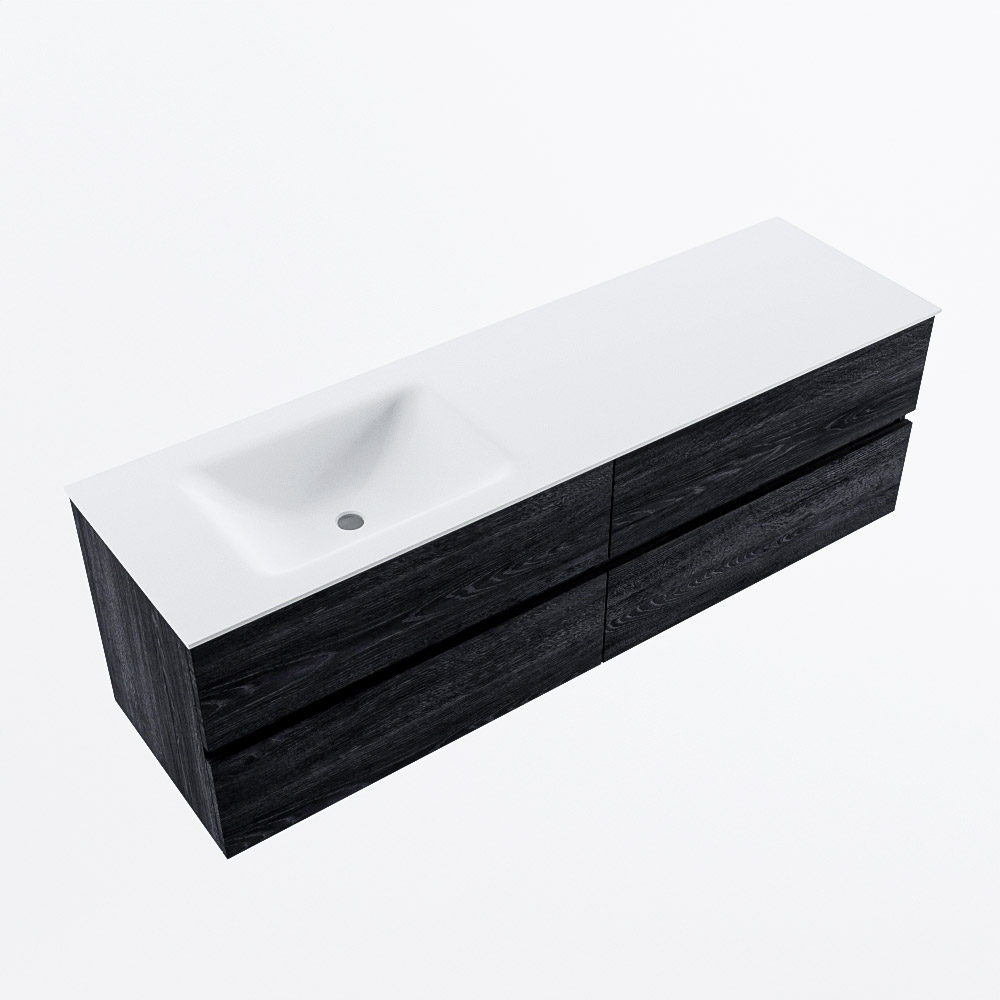 MONDIAZ VICA 160cm mueble de baño Antracite 4 cajones. Lavabo CLOUD Izquierda sin orificio, color Talc. 6 MONDIAZ VICA 160cm mueble de baño Antracite 4 cajones. Lavabo CLOUD Izquierda sin orificio, color Talc. - Imagen 6