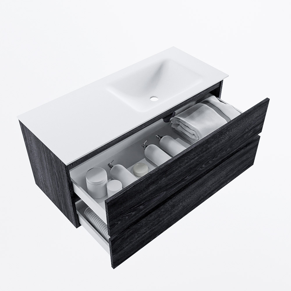 MONDIAZ VICA 110cm mueble de baño Antracite 2 cajones. Lavabo CLOUD Derecho 1 orificio, color Talc. 7 MONDIAZ VICA 110cm mueble de baño Antracite 2 cajones. Lavabo CLOUD Derecho 1 orificio, color Talc. - Imagen 7