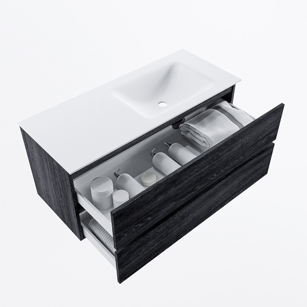 MONDIAZ VICA 110cm mueble de baño Antracite 2 cajones. Lavabo CLOUD Derecho sin orificio, color Talc. 7 MONDIAZ VICA 110cm mueble de baño Antracite 2 cajones. Lavabo CLOUD Derecho sin orificio, color Talc. - Imagen 7