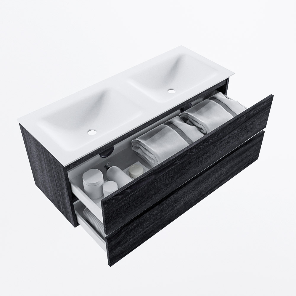MONDIAZ VICA 120cm mueble de baño Antracite 2 cajones. Lavabo CLOUD Doble sin orificio, color Talc. 7 MONDIAZ VICA 120cm mueble de baño Antracite 2 cajones. Lavabo CLOUD Doble sin orificio, color Talc. - Imagen 7