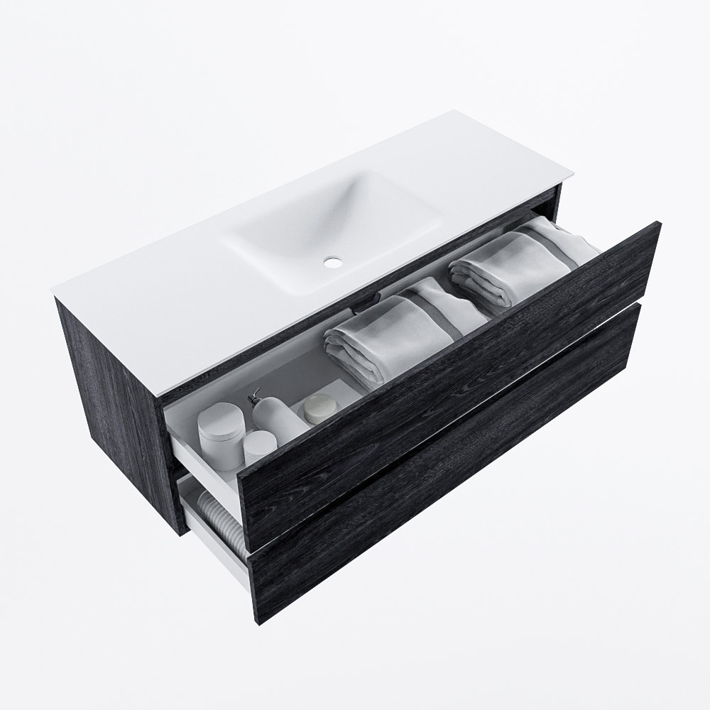 MONDIAZ VICA 130cm mueble de baño Antracite 2 cajones. Lavabo CLOUD Centro 1 orificio, color Talc. 7 MONDIAZ VICA 130cm mueble de baño Antracite 2 cajones. Lavabo CLOUD Centro 1 orificio, color Talc. - Imagen 7