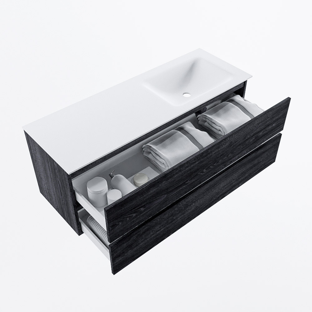 MONDIAZ VICA 130cm mueble de baño Antracite 2 cajones. Lavabo CLOUD Derecho 1 orificio, color Talc. 7 MONDIAZ VICA 130cm mueble de baño Antracite 2 cajones. Lavabo CLOUD Derecho 1 orificio, color Talc. - Imagen 7