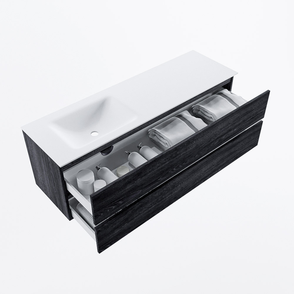 MONDIAZ VICA 150cm mueble de baño Antracite 2 cajones. Lavabo CLOUD Izquierda 1 orificio, color Talc. 7 MONDIAZ VICA 150cm mueble de baño Antracite 2 cajones. Lavabo CLOUD Izquierda 1 orificio, color Talc. - Imagen 7