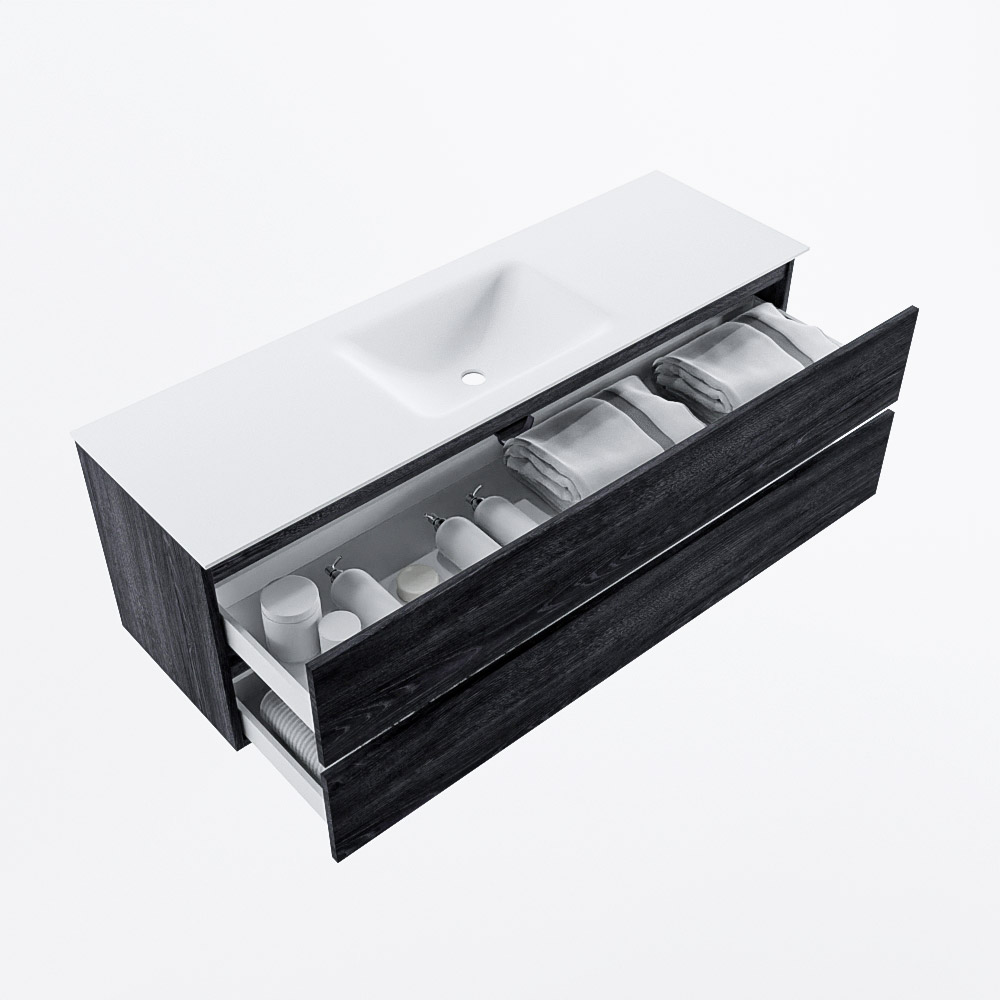 MONDIAZ VICA 150cm mueble de baño Antracite 2 cajones. Lavabo CLOUD Centro sin orificio, color Talc. 7 MONDIAZ VICA 150cm mueble de baño Antracite 2 cajones. Lavabo CLOUD Centro sin orificio, color Talc. - Imagen 7
