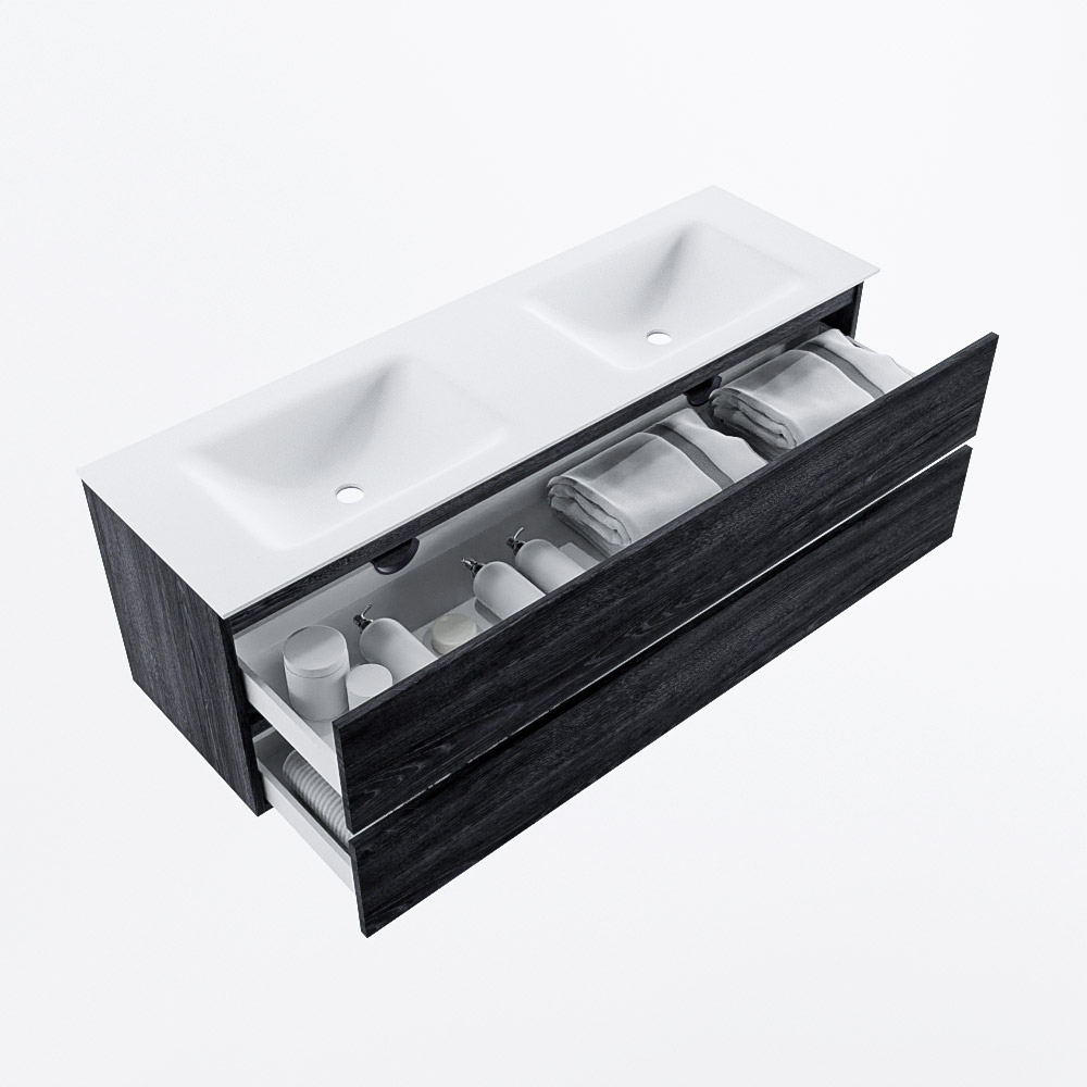 MONDIAZ VICA 150cm mueble de baño Antracite 2 cajones. Lavabo CLOUD Doble sin orificio, color Talc. 7 MONDIAZ VICA 150cm mueble de baño Antracite 2 cajones. Lavabo CLOUD Doble sin orificio, color Talc. - Imagen 7
