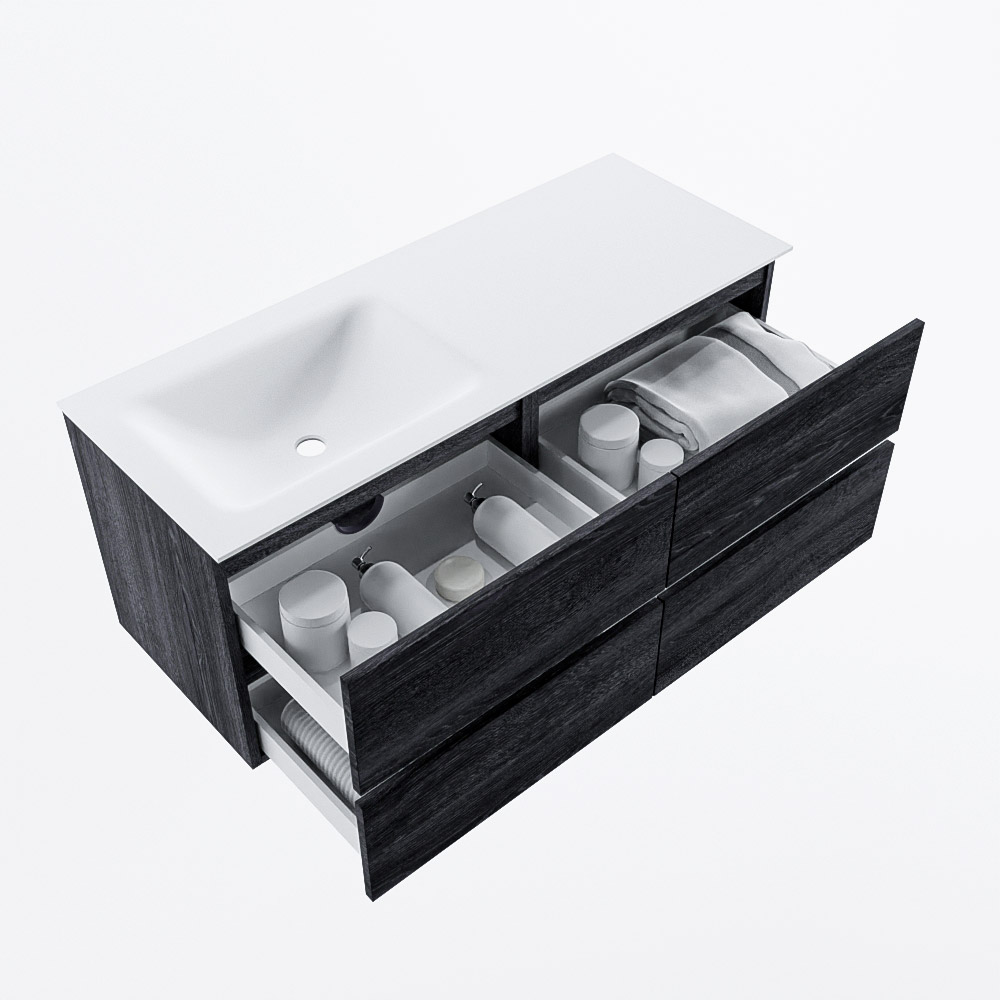 MONDIAZ VICA 120cm mueble de baño Antracite 4 cajones. Lavabo CLOUD Izquierda 1 orificio, color Talc. 7 MONDIAZ VICA 120cm mueble de baño Antracite 4 cajones. Lavabo CLOUD Izquierda 1 orificio, color Talc. - Imagen 7