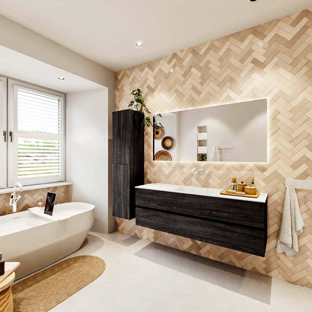 MONDIAZ VICA 150cm mueble de baño Antracite 2 cajones. Lavabo CLOUD Centro sin orificio, color Talc. 4 MONDIAZ VICA 150cm mueble de baño Antracite 2 cajones. Lavabo CLOUD Centro sin orificio, color Talc. - Imagen 4