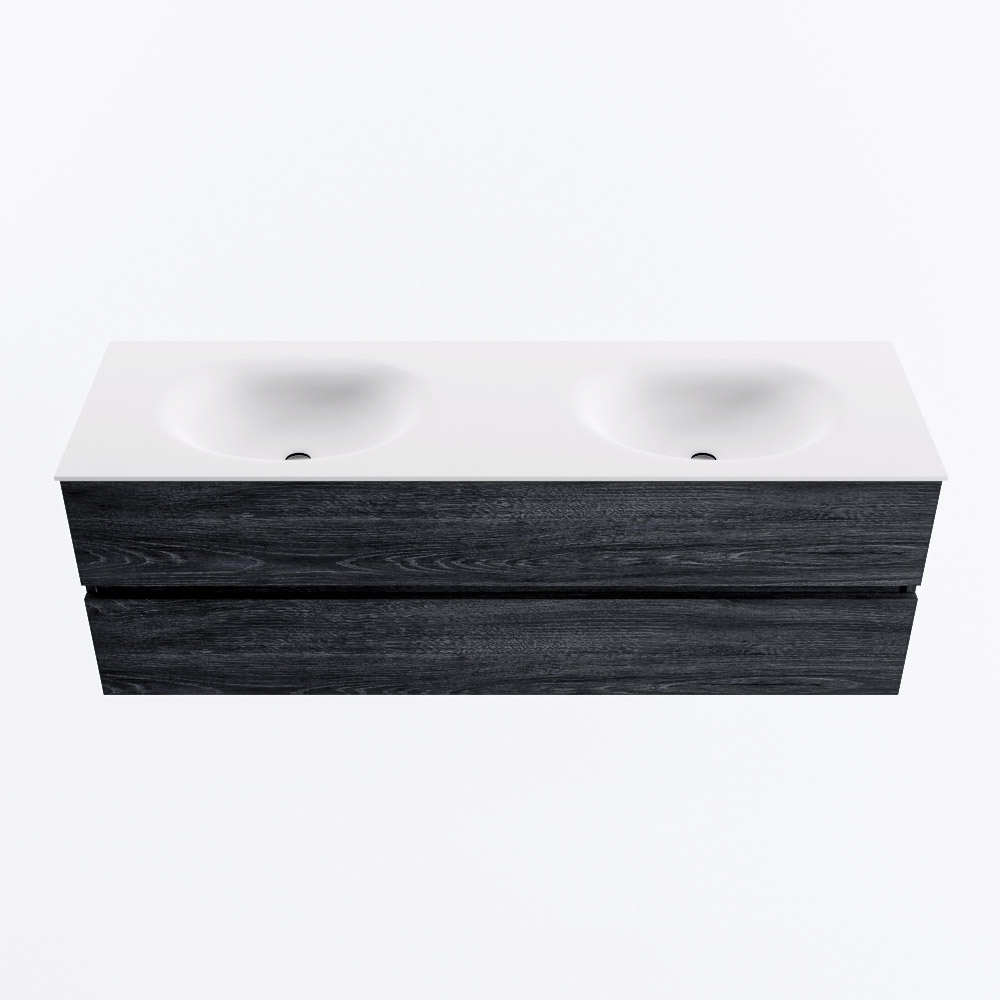 MONDIAZ VICA 150cm mueble de baño Antracite 2 cajones. Lavabo MOON Doble sin orificio, color Talc. 5 MONDIAZ VICA 150cm mueble de baño Antracite 2 cajones. Lavabo MOON Doble sin orificio, color Talc. - Imagen 5