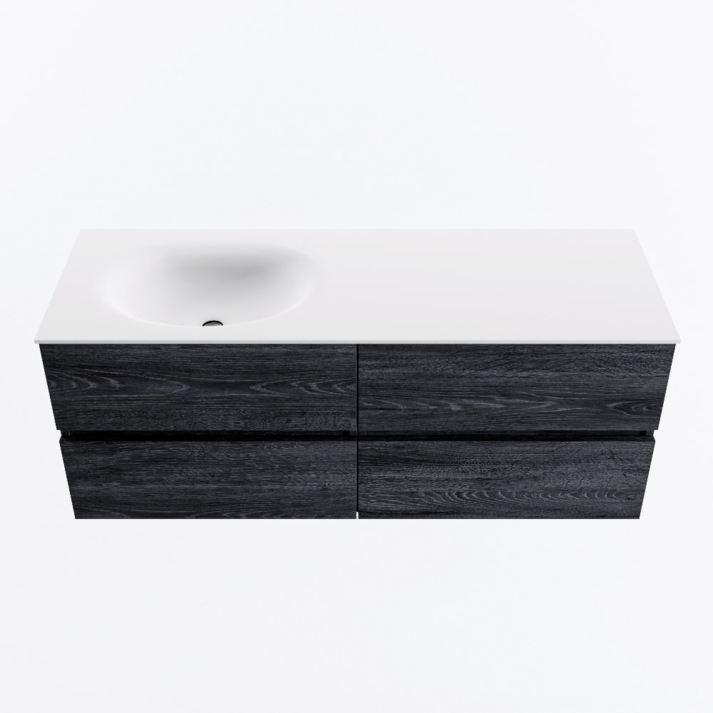 MONDIAZ VICA 130cm mueble de baño Antracite 4 cajones. Lavabo MOON Izquierda 1 orificio, color Talc. 5 MONDIAZ VICA 130cm mueble de baño Antracite 4 cajones. Lavabo MOON Izquierda 1 orificio, color Talc. - Imagen 5