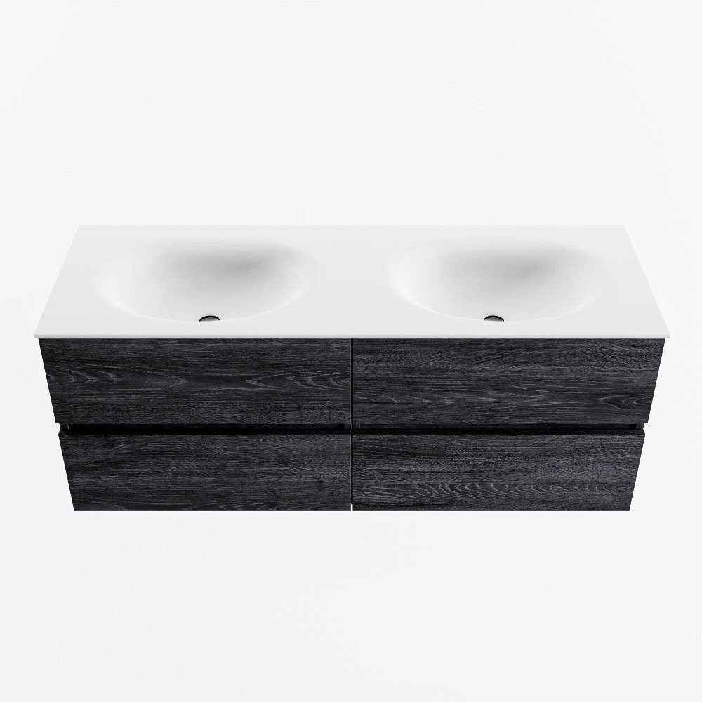 MONDIAZ VICA 130cm mueble de baño Antracite 4 cajones. Lavabo MOON Doble 2 orificios, color Talc. 5 MONDIAZ VICA 130cm mueble de baño Antracite 4 cajones. Lavabo MOON Doble 2 orificios, color Talc. - Imagen 5