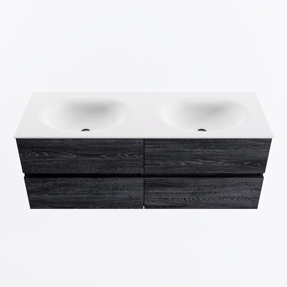 MONDIAZ VICA 130cm mueble de baño Antracite 4 cajones. Lavabo MOON Doble sin orificio, color Talc. 5 MONDIAZ VICA 130cm mueble de baño Antracite 4 cajones. Lavabo MOON Doble sin orificio, color Talc. - Imagen 5
