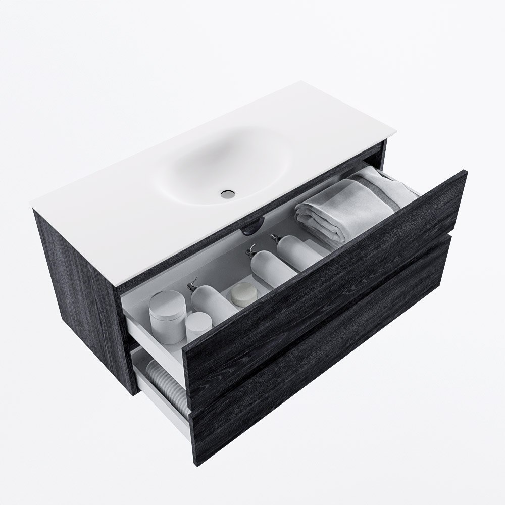 MONDIAZ VICA 110cm mueble de baño Antracite 2 cajones. Lavabo MOON Centro 1 orificio, color Talc. 7 MONDIAZ VICA 110cm mueble de baño Antracite 2 cajones. Lavabo MOON Centro 1 orificio, color Talc. - Imagen 7