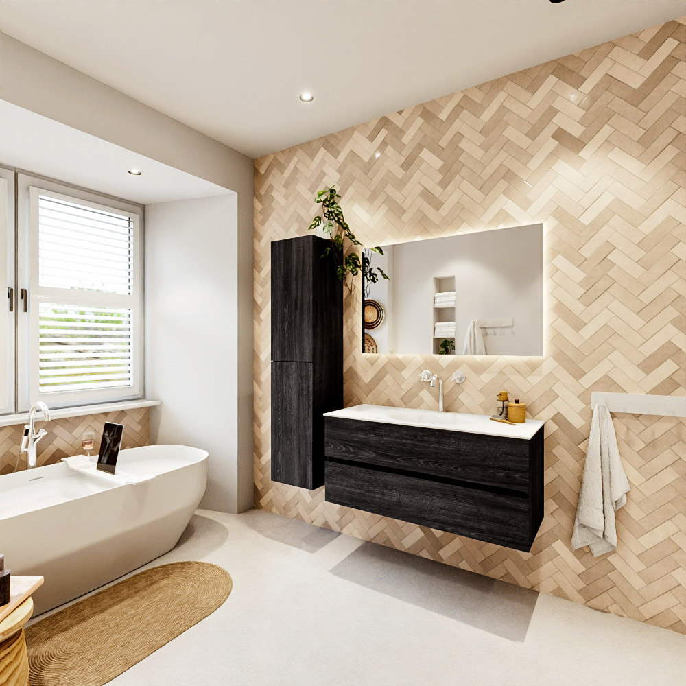 MONDIAZ VICA 110cm mueble de baño Antracite 2 cajones. Lavabo MOON Centro 1 orificio, color Talc. 4 MONDIAZ VICA 110cm mueble de baño Antracite 2 cajones. Lavabo MOON Centro 1 orificio, color Talc. - Imagen 4