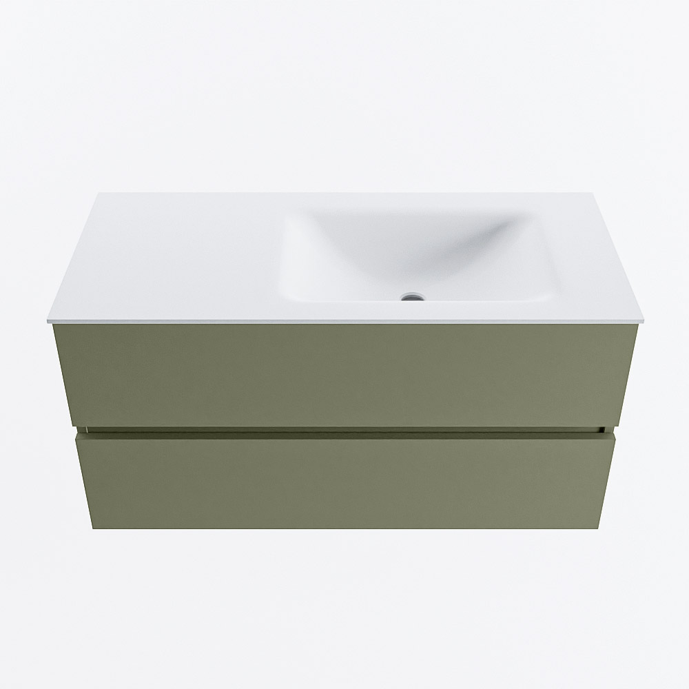 MONDIAZ VICA 100cm mueble de baño Army 2 cajones. Lavabo CLOUD Derecho sin orificio, color Talc. 5 MONDIAZ VICA 100cm mueble de baño Army 2 cajones. Lavabo CLOUD Derecho sin orificio, color Talc. - Imagen 5