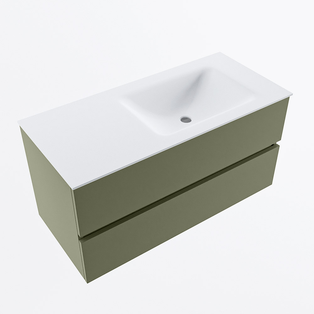 MONDIAZ VICA 100cm mueble de baño Army 2 cajones. Lavabo CLOUD Derecho sin orificio, color Talc. 6 MONDIAZ VICA 100cm mueble de baño Army 2 cajones. Lavabo CLOUD Derecho sin orificio, color Talc. - Imagen 6
