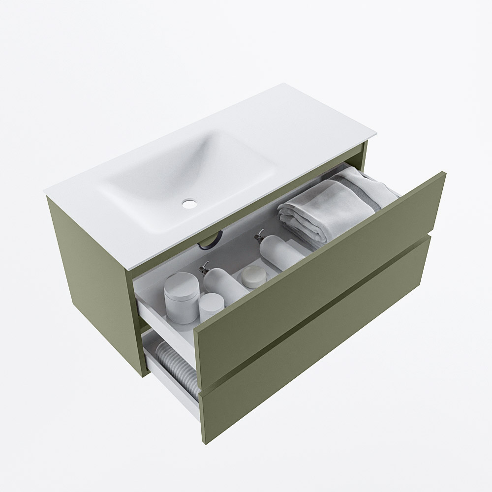 MONDIAZ VICA 100cm mueble de baño Army 2 cajones. Lavabo CLOUD Izquierda sin orificio, color Talc. 7 MONDIAZ VICA 100cm mueble de baño Army 2 cajones. Lavabo CLOUD Izquierda sin orificio, color Talc. - Imagen 7