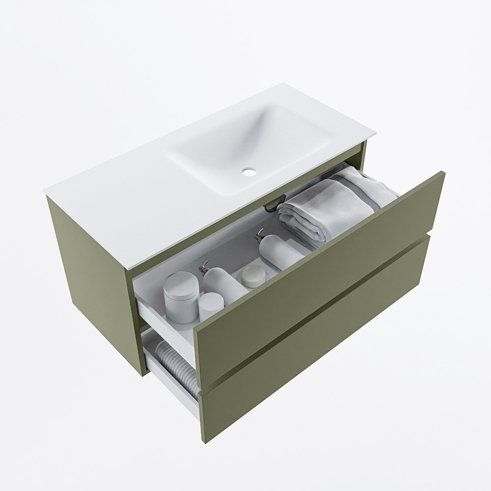 MONDIAZ VICA 100cm mueble de baño Army 2 cajones. Lavabo CLOUD Derecho sin orificio, color Talc. 7 MONDIAZ VICA 100cm mueble de baño Army 2 cajones. Lavabo CLOUD Derecho sin orificio, color Talc. - Imagen 7