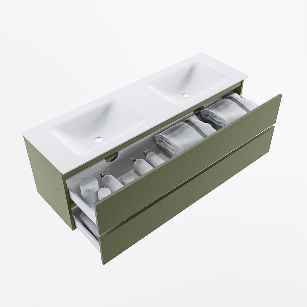 MONDIAZ VICA 150cm mueble de baño Army 2 cajones. Lavabo CLOUD Doble sin orificio, color Talc. 7 MONDIAZ VICA 150cm mueble de baño Army 2 cajones. Lavabo CLOUD Doble sin orificio, color Talc. - Imagen 7