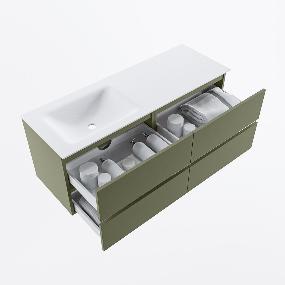 MONDIAZ VICA 130cm mueble de baño Army 4 cajones. Lavabo CLOUD Izquierda 1 orificio, color Talc. 7 MONDIAZ VICA 130cm mueble de baño Army 4 cajones. Lavabo CLOUD Izquierda 1 orificio, color Talc. - Imagen 7